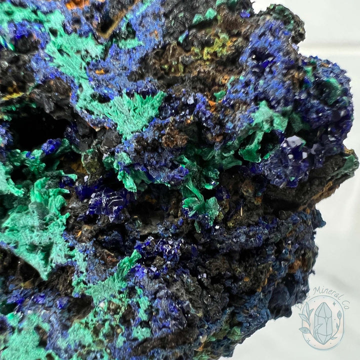 Fibrous Malachite and Druzy Azurite Slab Specimen