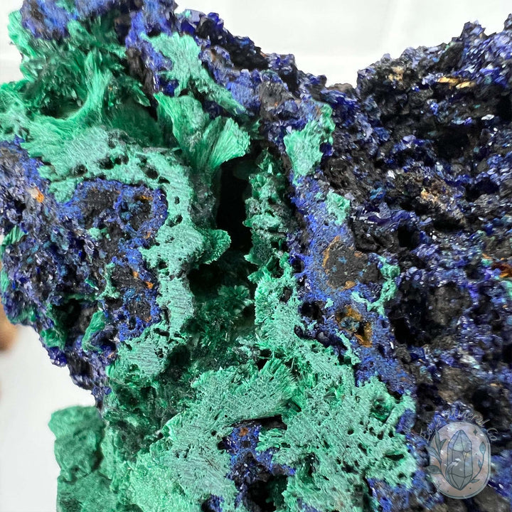 Fibrous Malachite and Druzy Azurite Slab Specimen