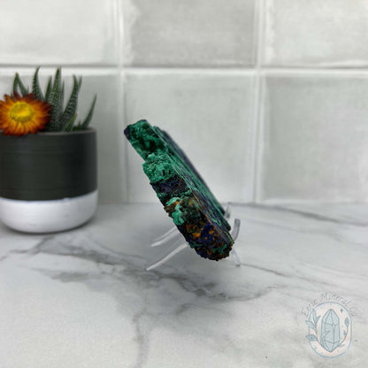 Fibrous Malachite and Azurite Slab Specimen