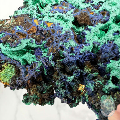 Fibrous Malachite and Azurite Slab Specimen