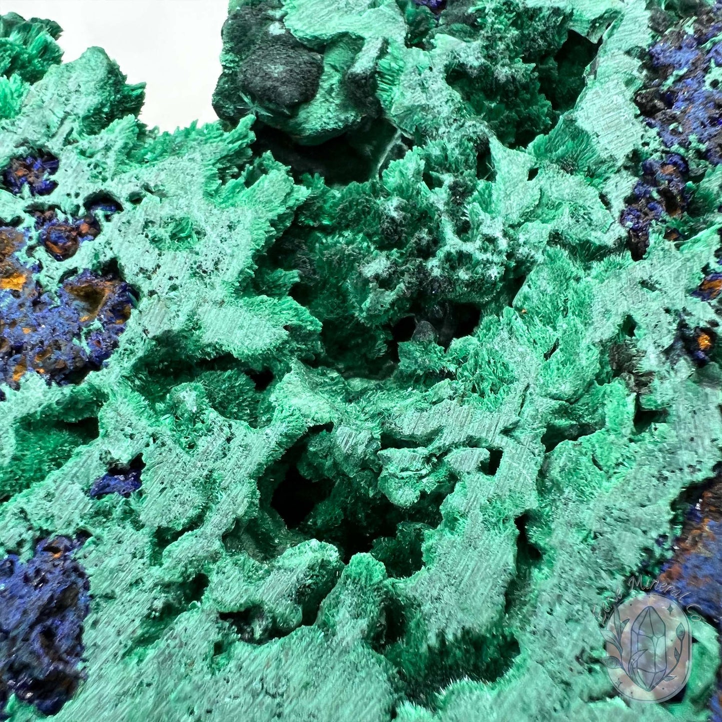 Fibrous Malachite and Azurite Slab Specimen