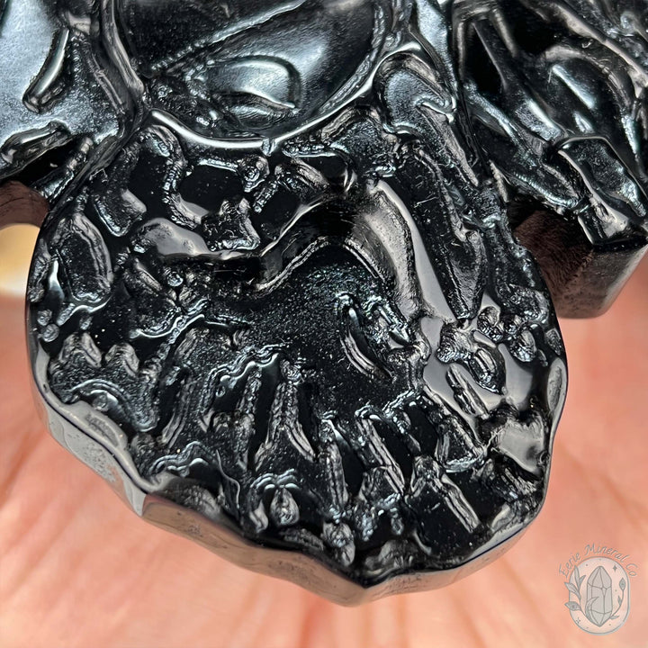 Polished Black Obsidian Death's Head Moth Carving