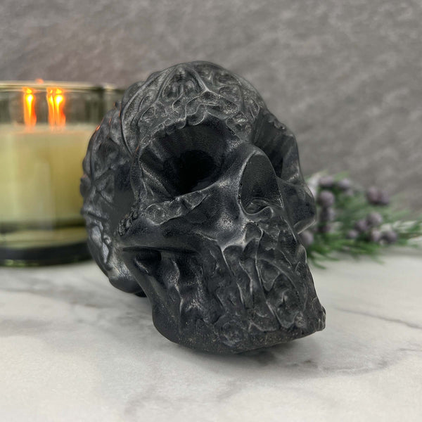 Black Obsidian Zombie Skull Carving