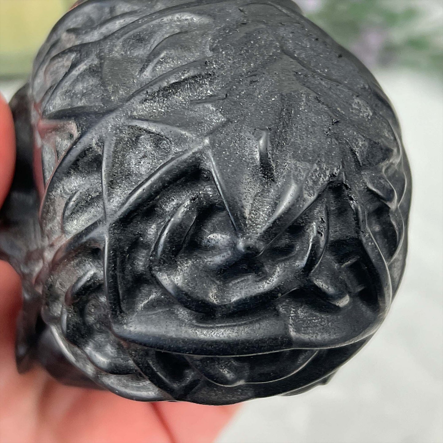 Black Obsidian Zombie Skull Carving