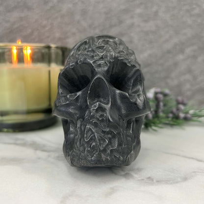 Black Obsidian Zombie Skull Carving