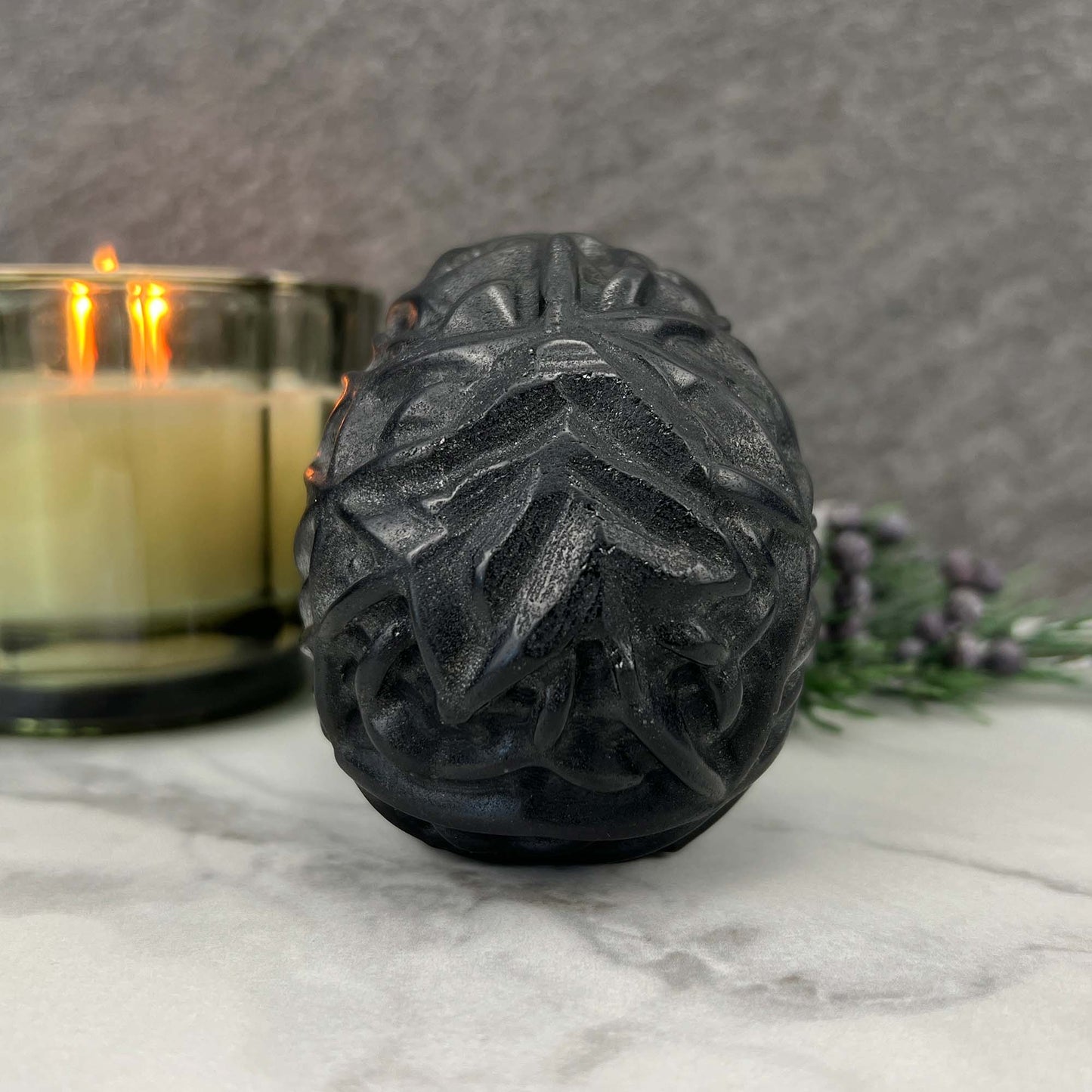 Black Obsidian Zombie Skull Carving