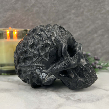Black Obsidian Zombie Skull Carving