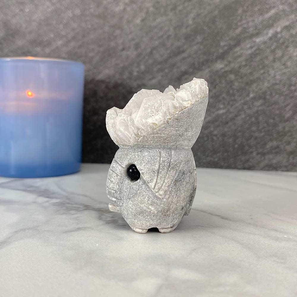 Bladed (Paper) Calcite Elephant Carving