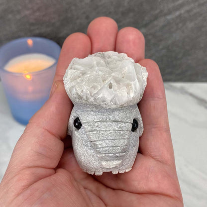 Bladed (Paper) Calcite Elephant Carving