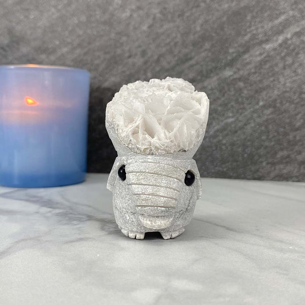 Bladed (Paper) Calcite Elephant Carving