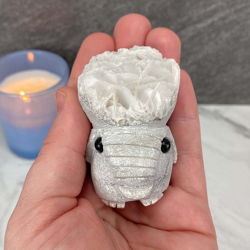 Bladed (Paper) Calcite Elephant Carving