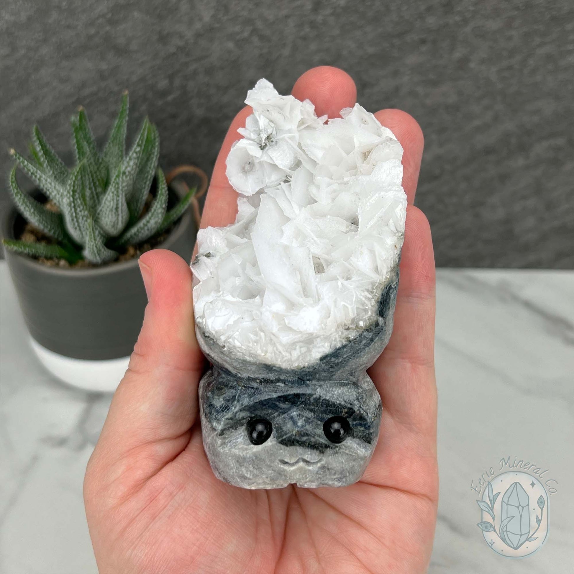 UV Reactive Bladed, Paper Calcite Hedgehog Specimen