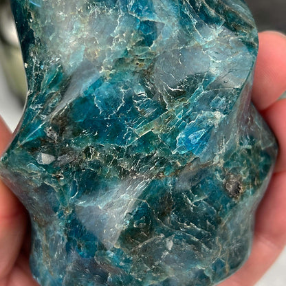 Polished Blue Apatite Flame Carving