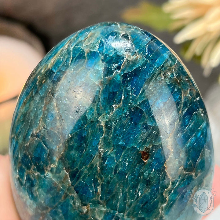 Polished Blue Apatite with Silver Flash Freeform