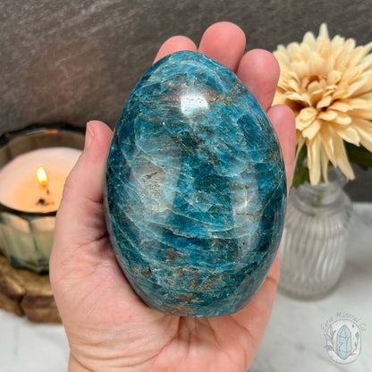 Polished Blue Apatite with Silver Flash Freeform
