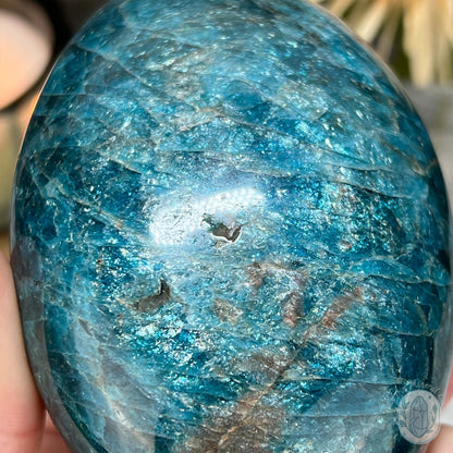 Polished Blue Apatite with Silver Flash Freeform