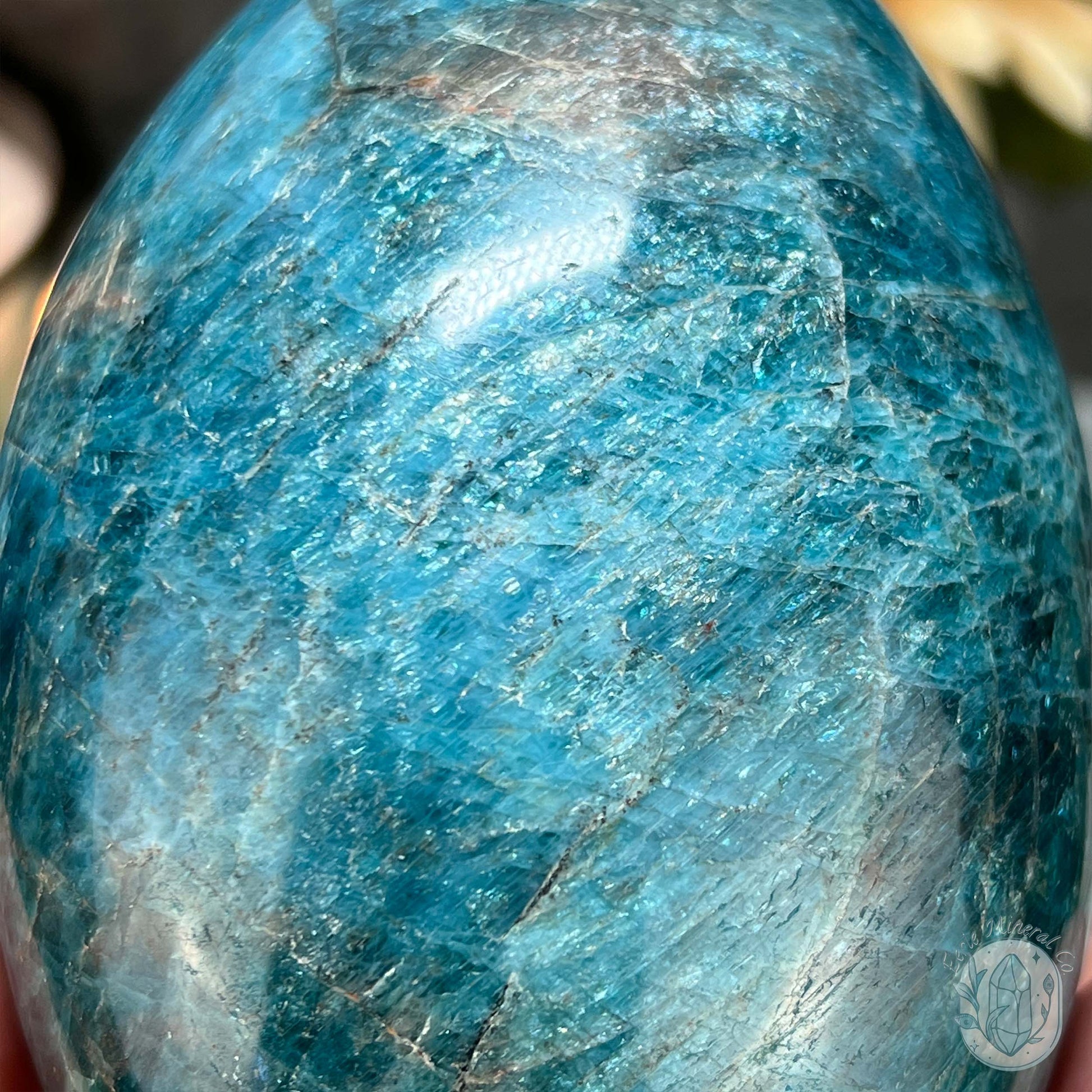 Polished Blue Apatite with Silver Flash Freeform