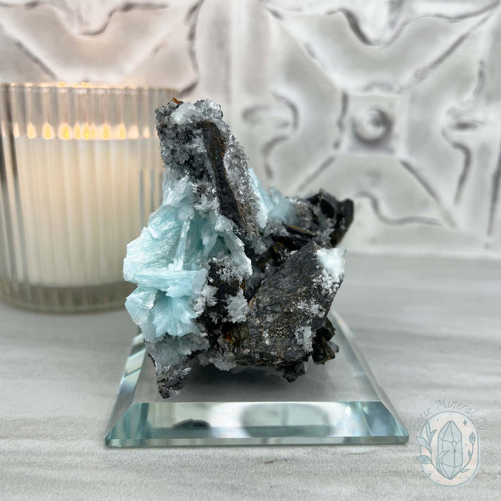 Blue Aragonite on Matrix Crystal Specimen