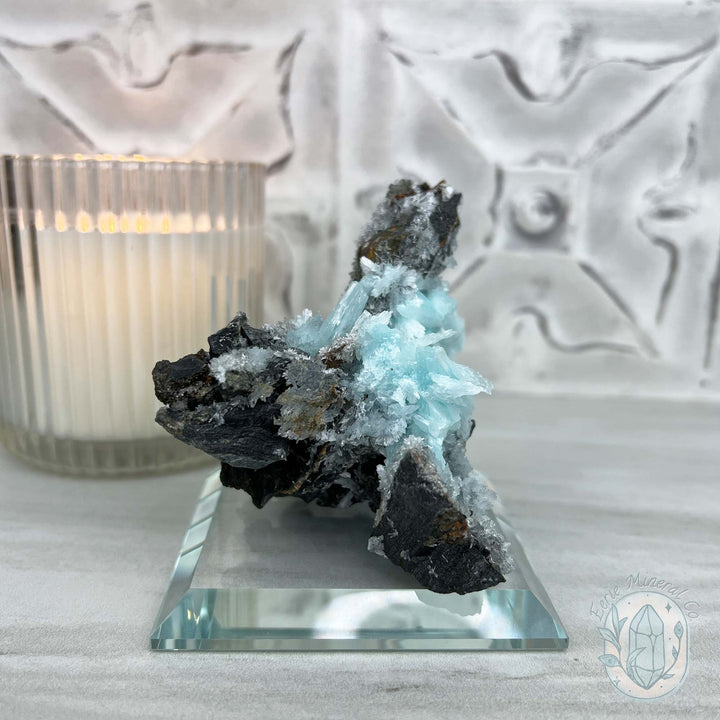 Blue Aragonite on Matrix Crystal Specimen