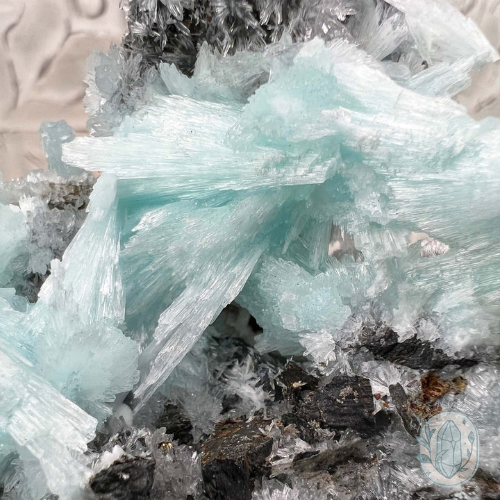 Blue Aragonite on Matrix Crystal Specimen