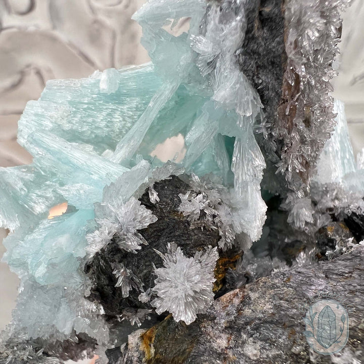 Blue Aragonite on Matrix Crystal Specimen