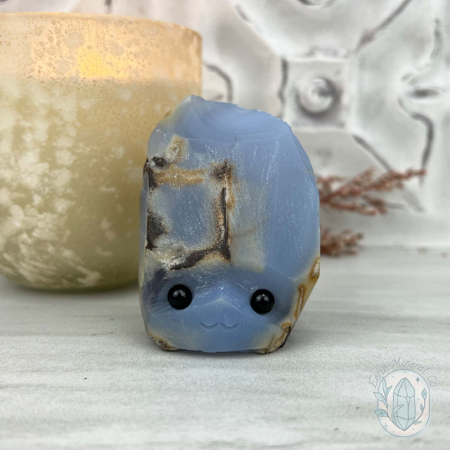Blue Chalcedony Hedgehog Carving Specimen