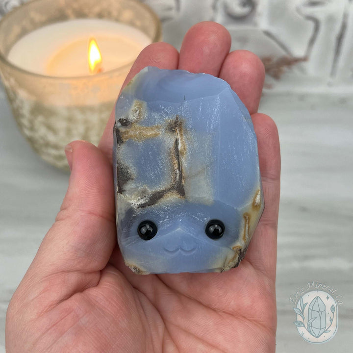 Blue Chalcedony Hedgehog Carving Specimen