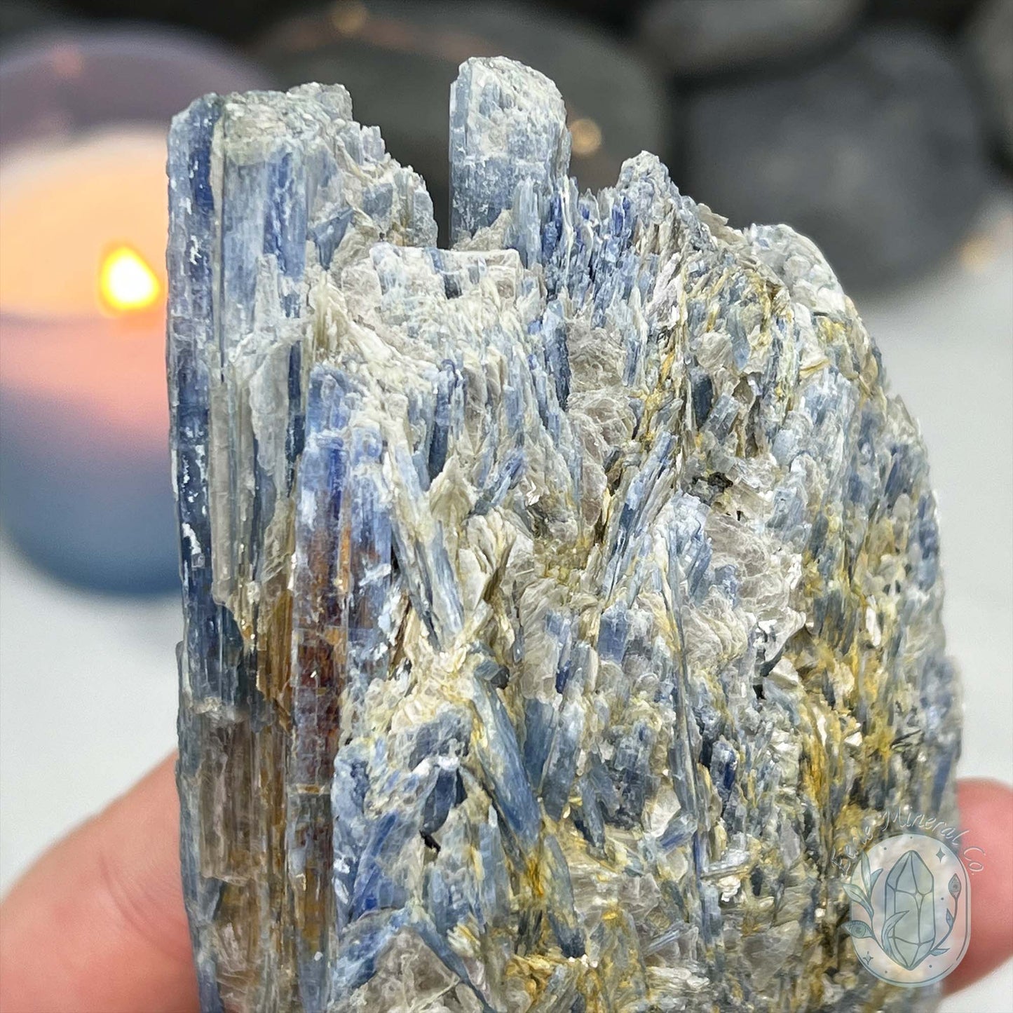 Tall Blue Kyanite Hedgehog Carving Specimen