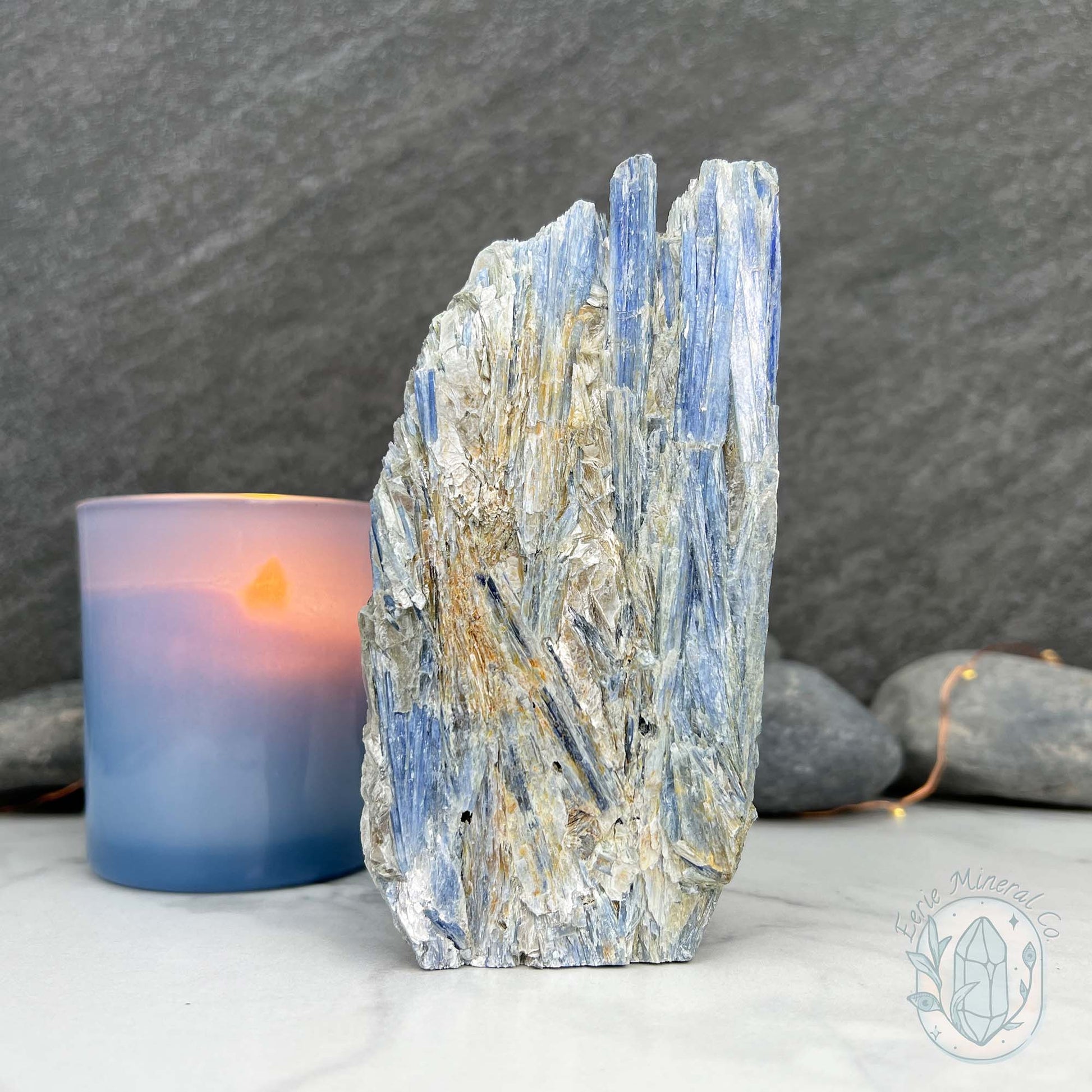 Tall Blue Kyanite Hedgehog Carving Specimen