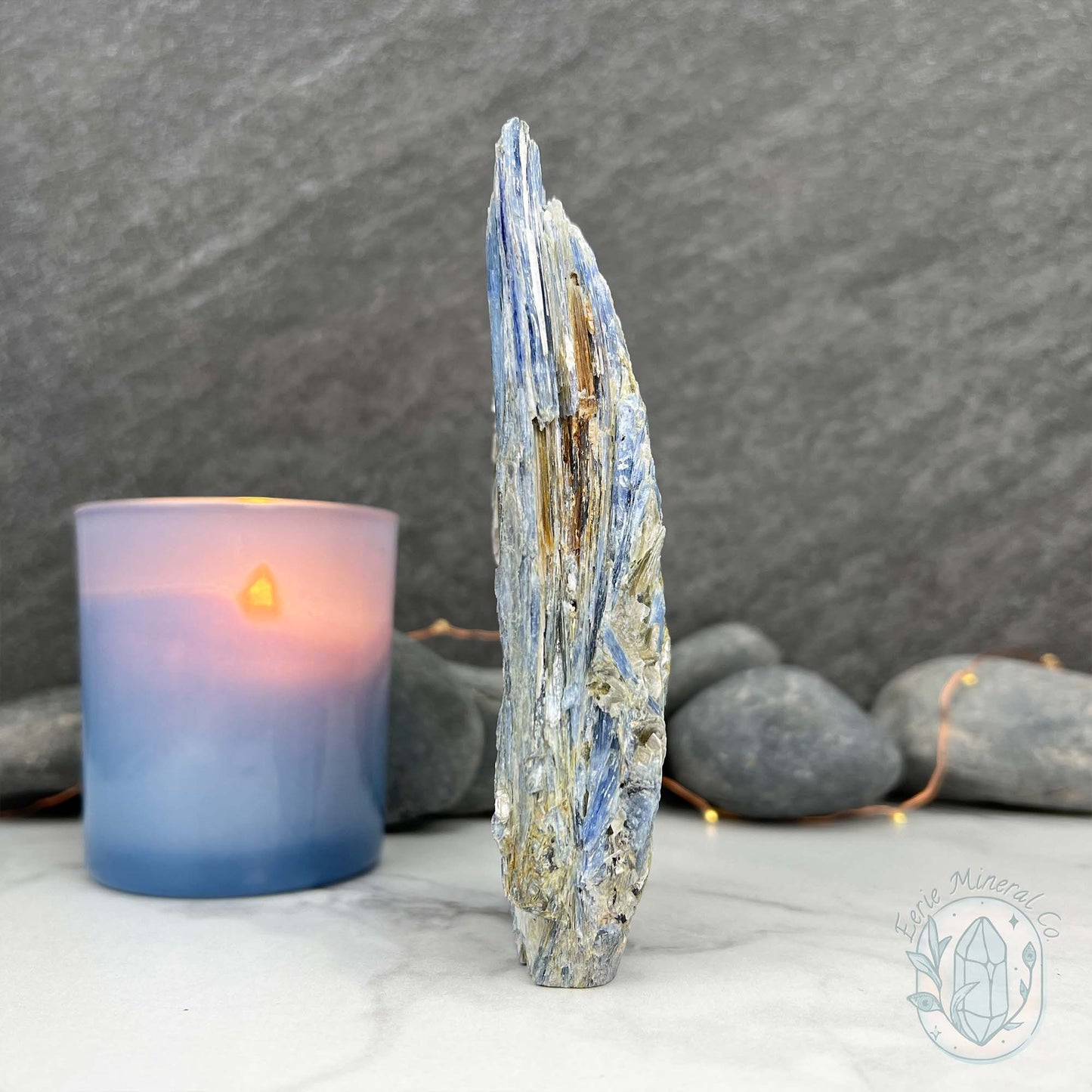 Tall Blue Kyanite Hedgehog Carving Specimen