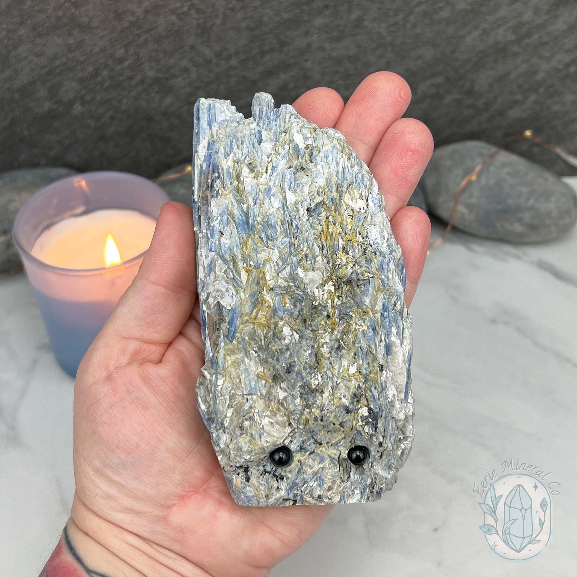 Tall Blue Kyanite Hedgehog Carving Specimen