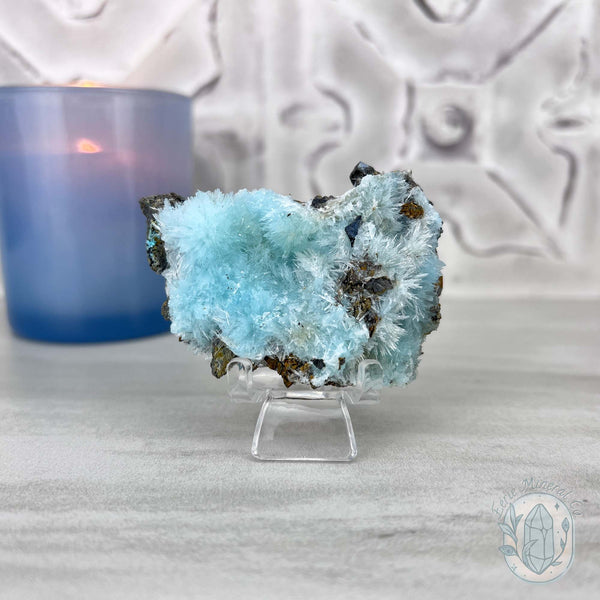 Delicate Blue Needle Aragonite Specimen