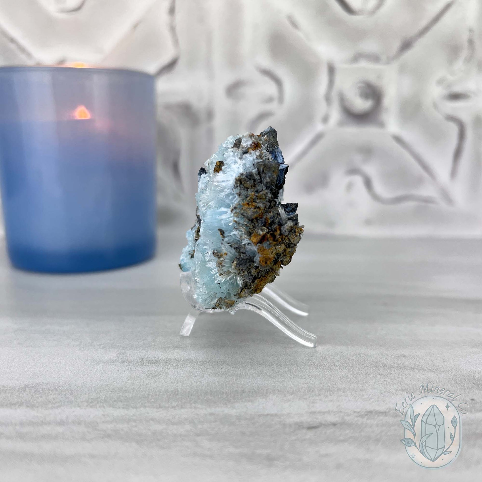 Delicate Blue Needle Aragonite Specimen