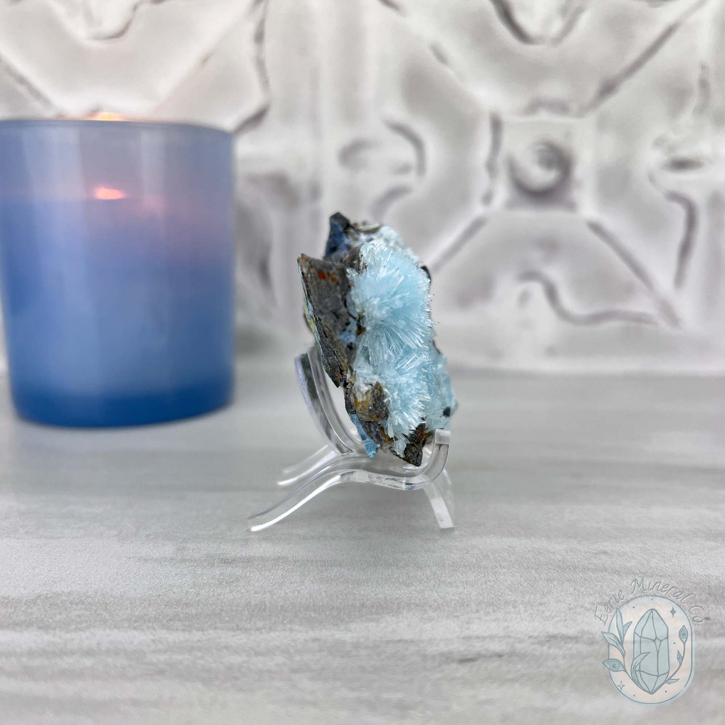 Delicate Blue Needle Aragonite Specimen