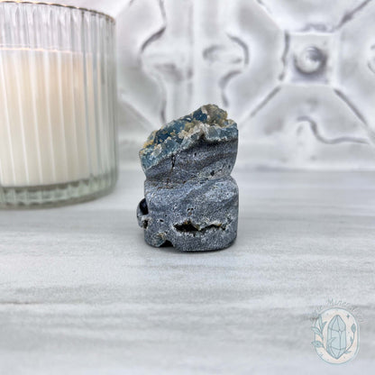 Blue Sugar Fluorite with Quartz Hedgehog Specimen