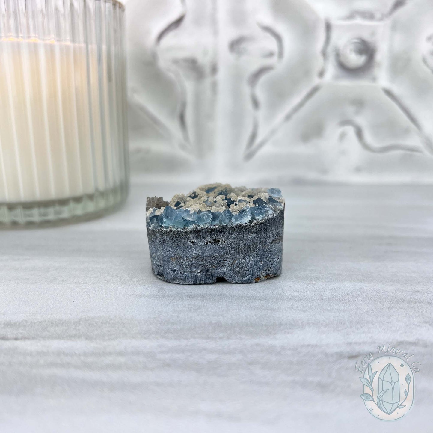 Blue Sugar Fluorite with Quartz Hedgehog Specimen