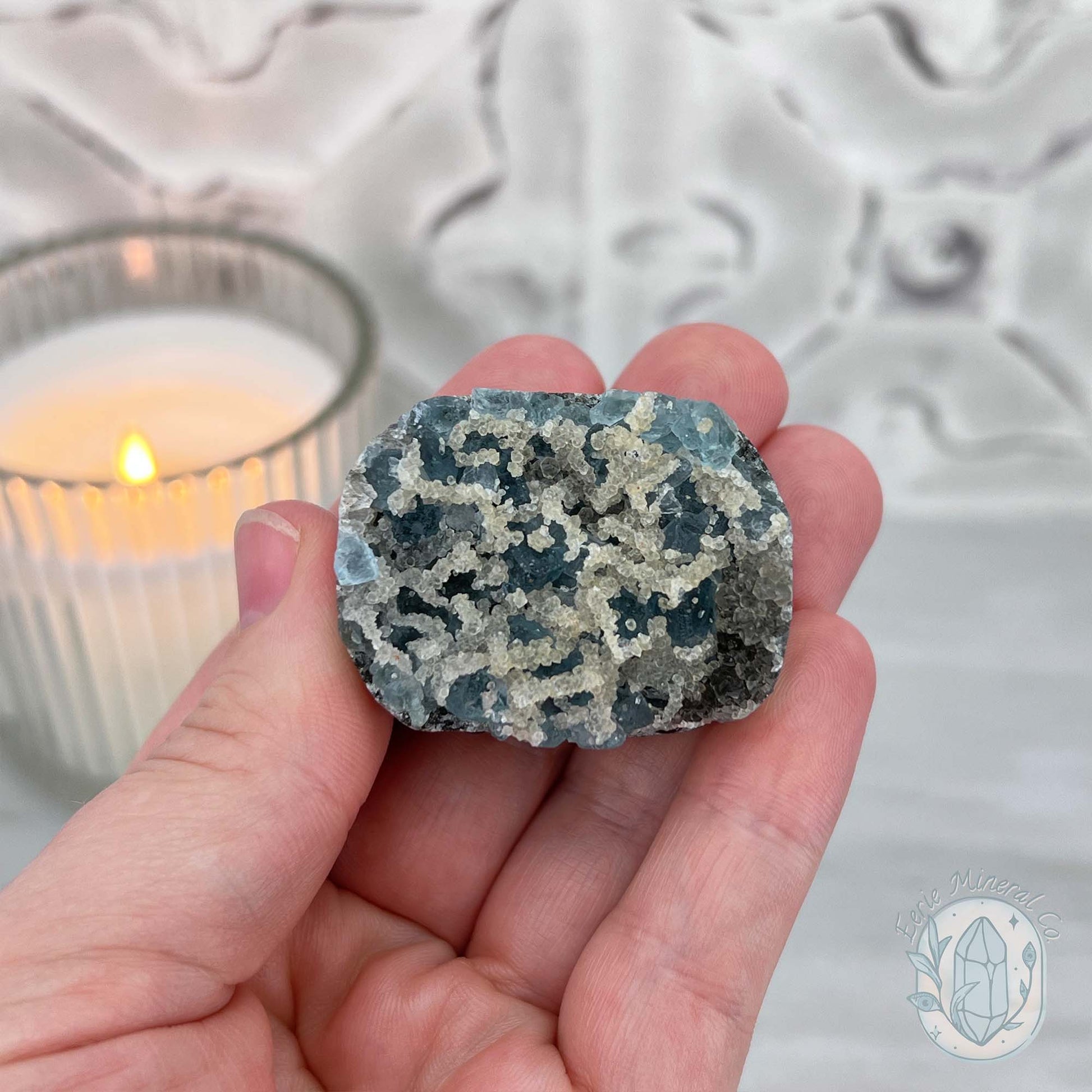Blue Sugar Fluorite with Quartz Hedgehog Specimen