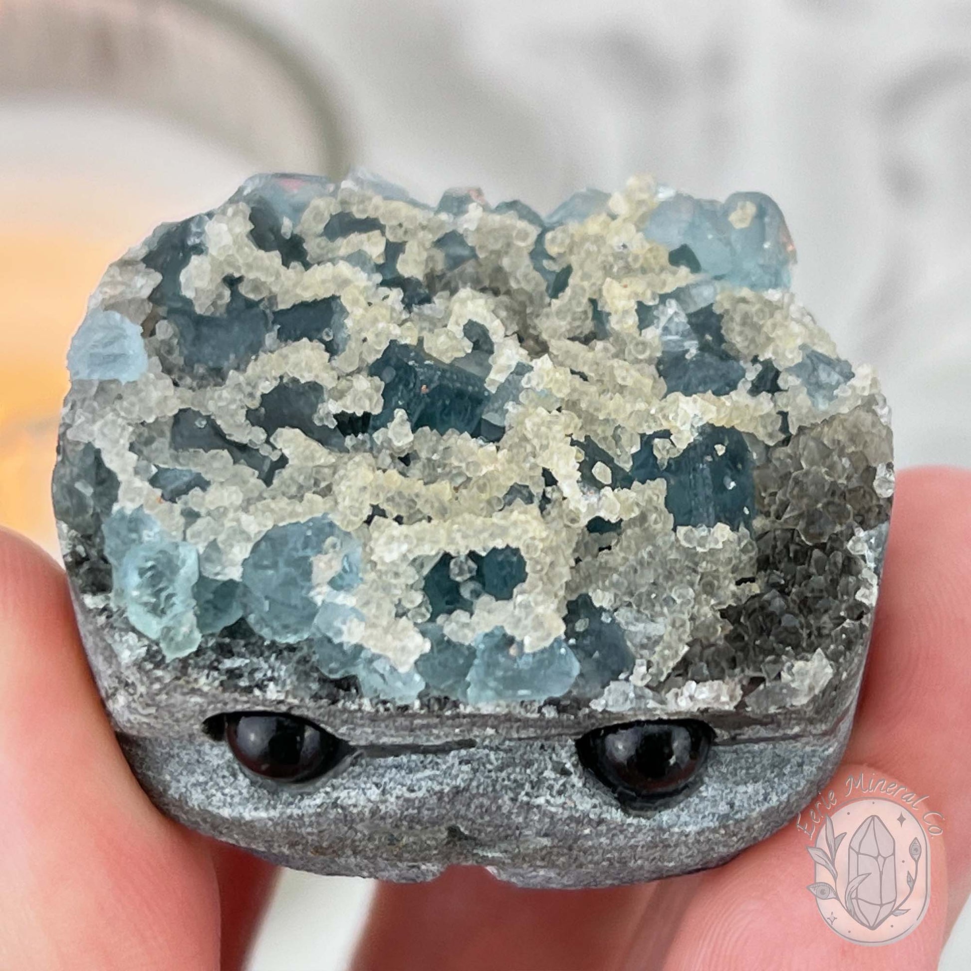 Blue Sugar Fluorite with Quartz Hedgehog Specimen