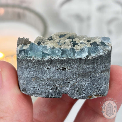 Blue Sugar Fluorite with Quartz Hedgehog Specimen
