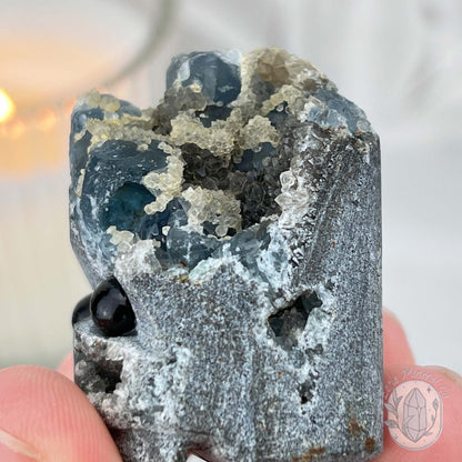 Blue Sugar Fluorite with Quartz Hedgehog Specimen