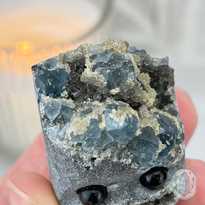 Blue Sugar Fluorite with Quartz Hedgehog Specimen