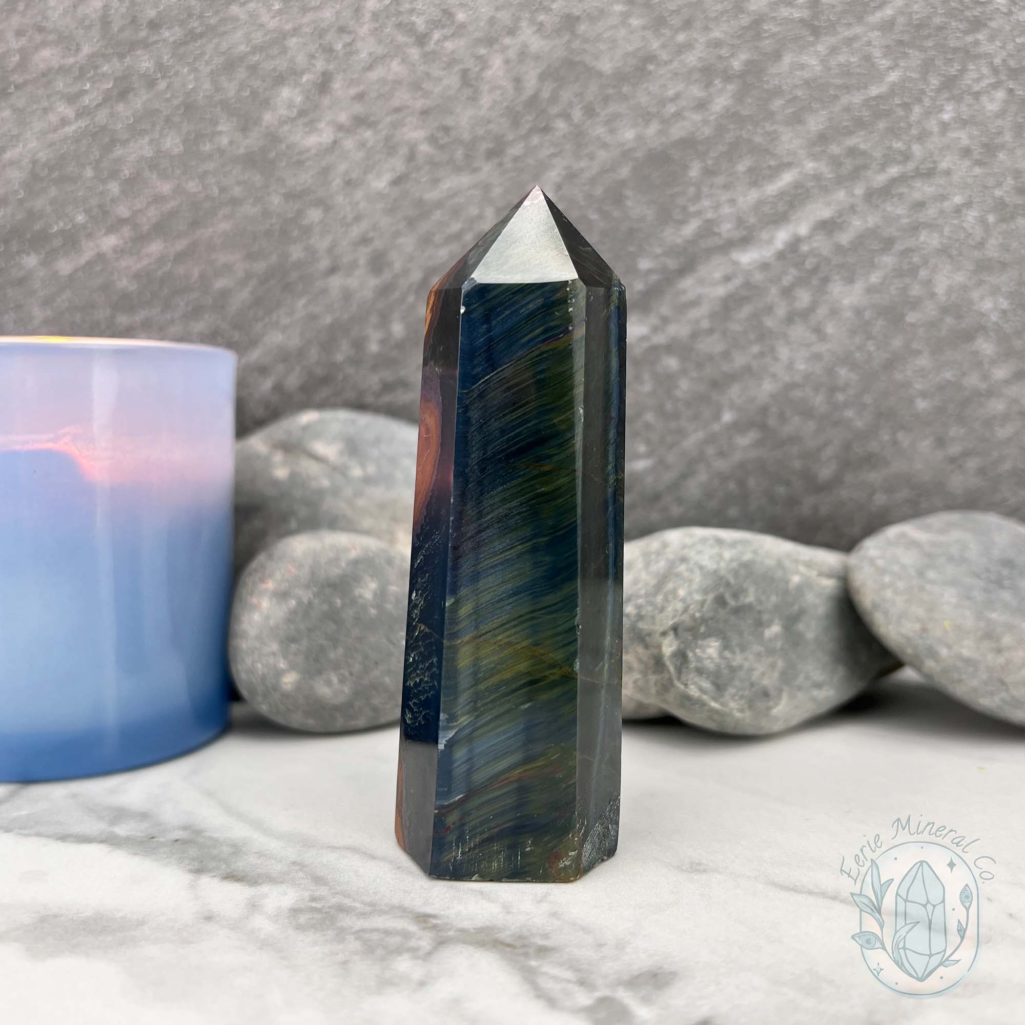 Polished Blue Tiger Eye (Crocidolite) Tower | Eerie Mineral Co.