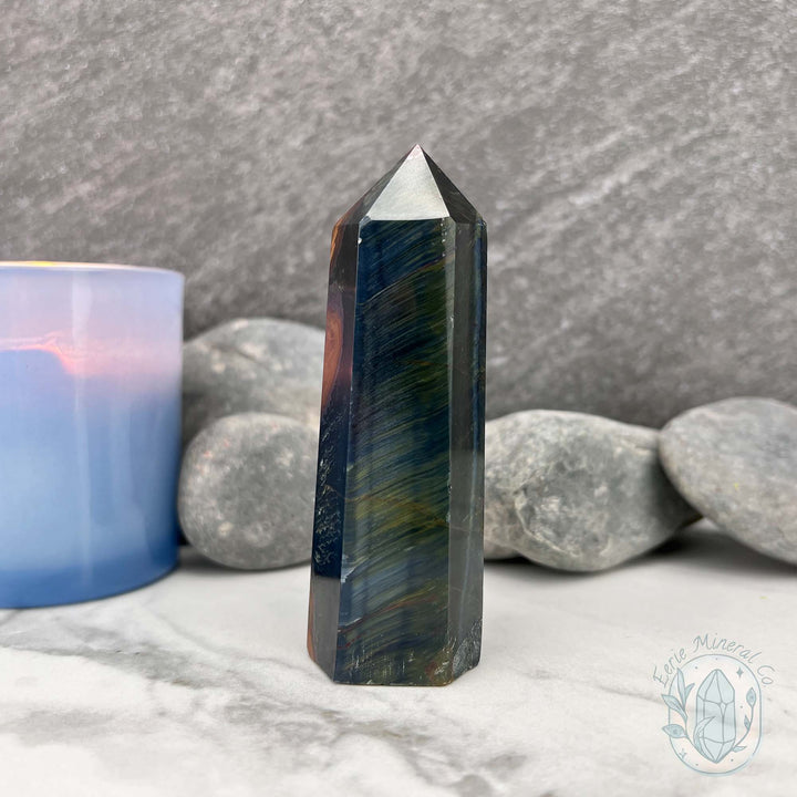 Polished Blue Tiger Eye (Crocidolite) Tower