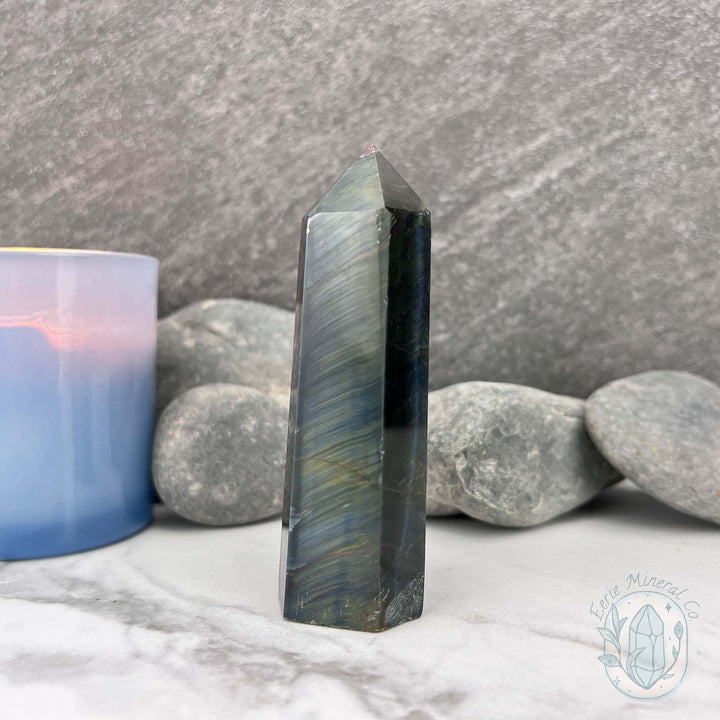 Polished Blue Tiger Eye (Crocidolite) Tower