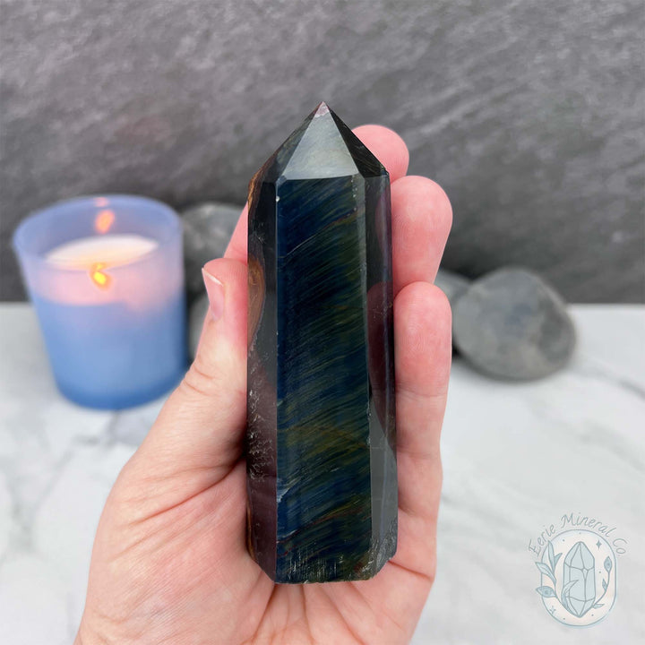 Polished Blue Tiger Eye (Crocidolite) Tower