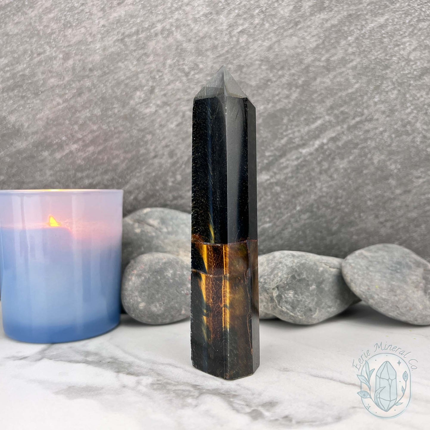 Polished Blue Tiger Eye (Crocidolite) Tower