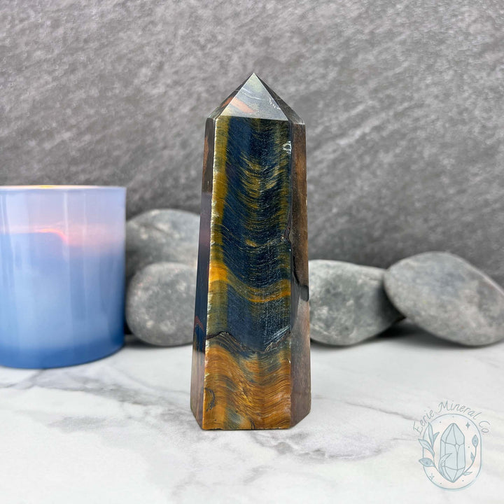 Polished Blue Tiger Eye (Crocidolite) Tower