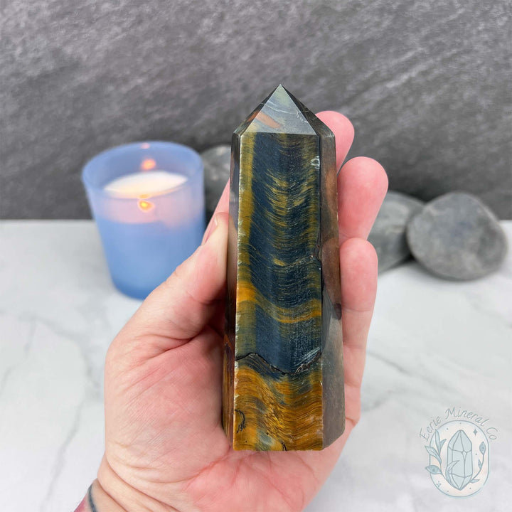 Polished Blue Tiger Eye (Crocidolite) Tower