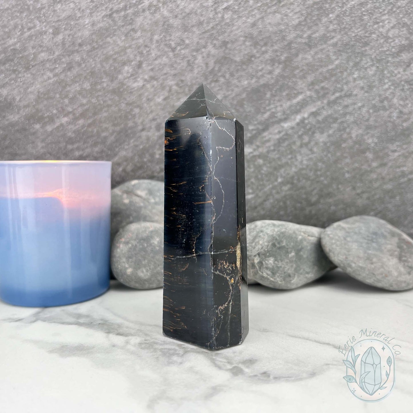 Polished Blue Tiger Eye (Crocidolite) Tower