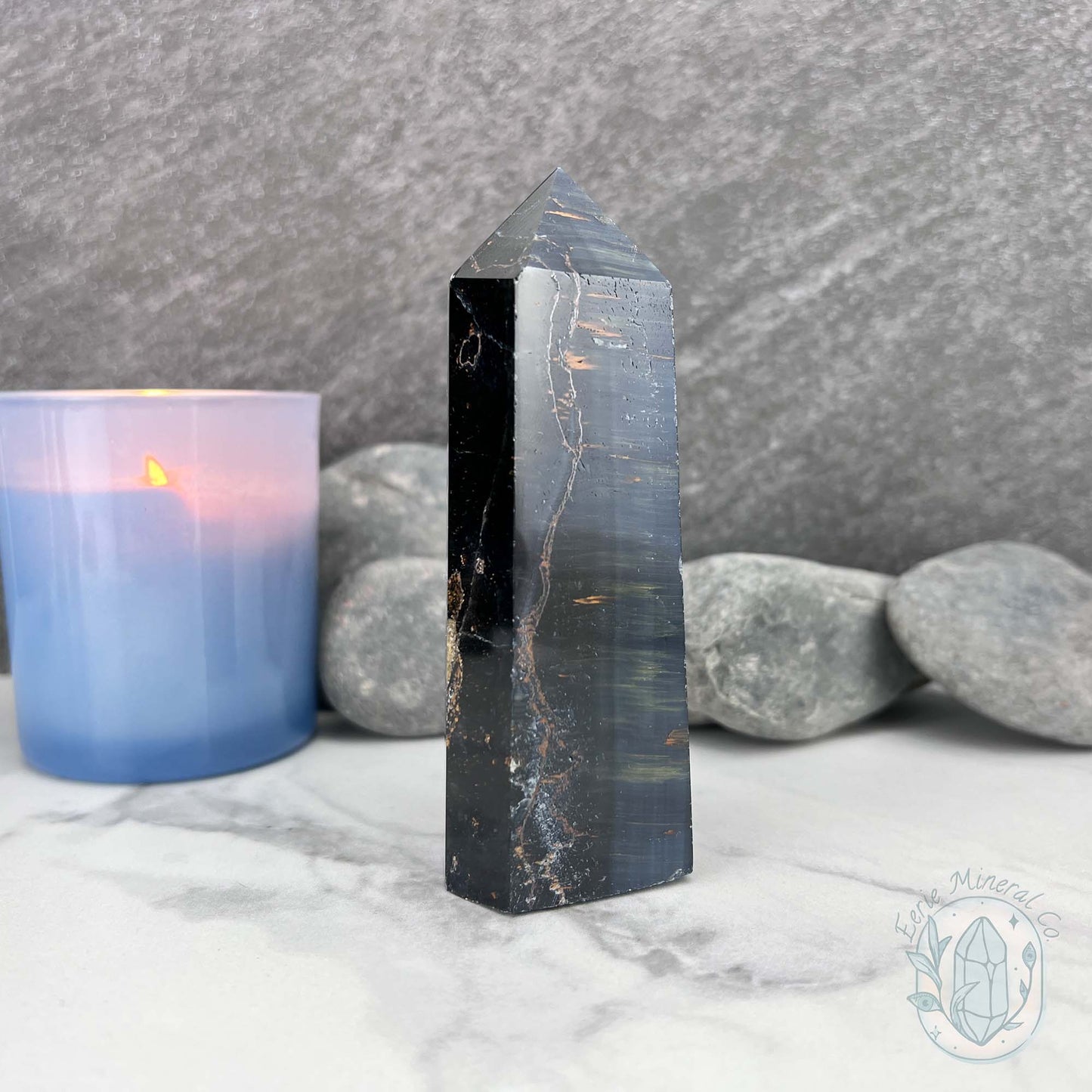Polished Blue Tiger Eye (Crocidolite) Tower